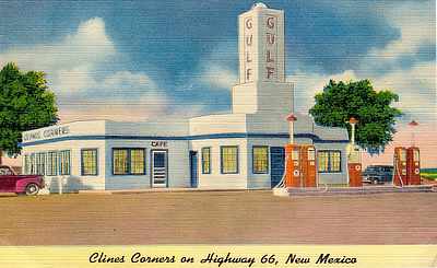 Early view of Clines Corners on Highway 66 in New Mexico
